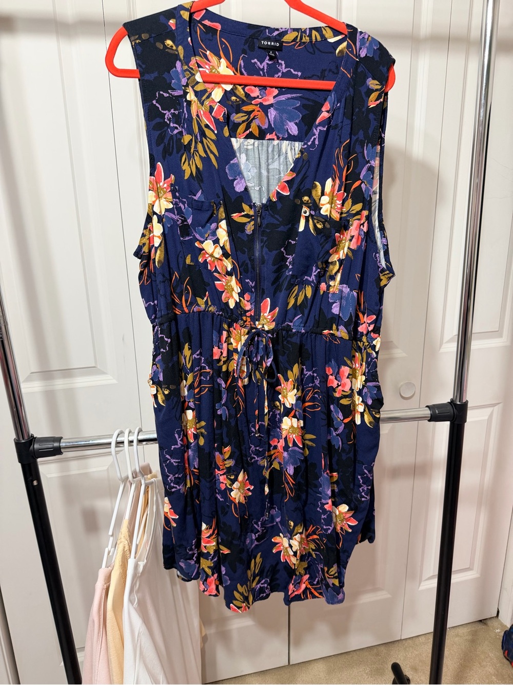 torrid Navy Floral V-Neck Drawstring Mini Dress
